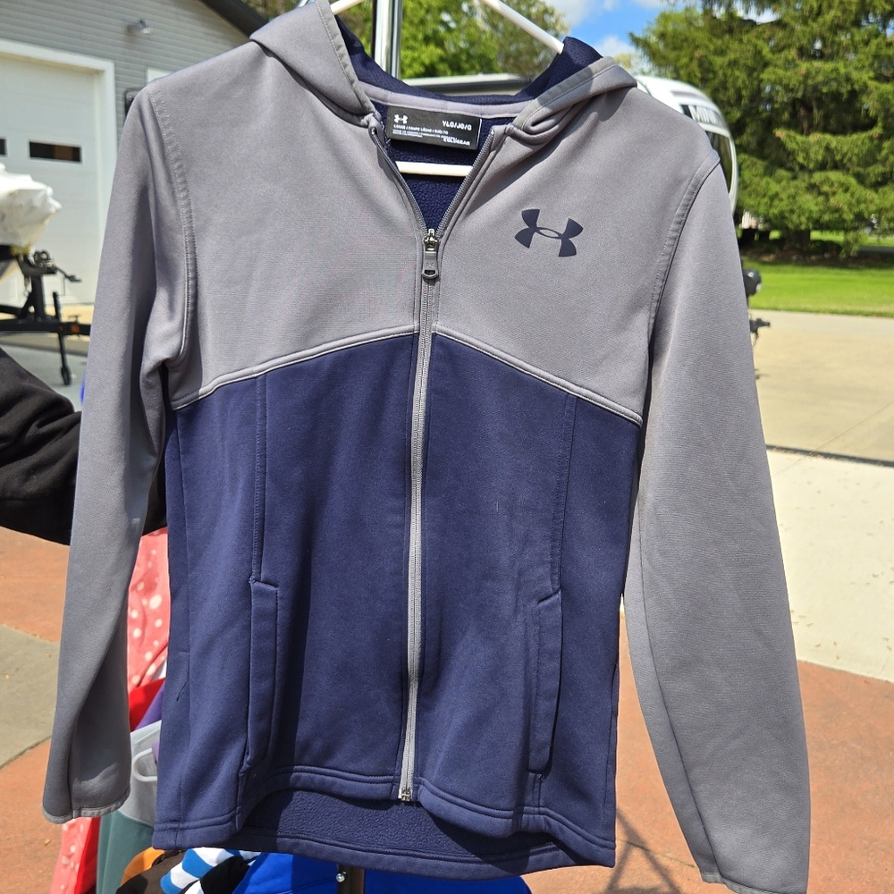 Under Armour Gray and Blue Zip-Up Hoodie